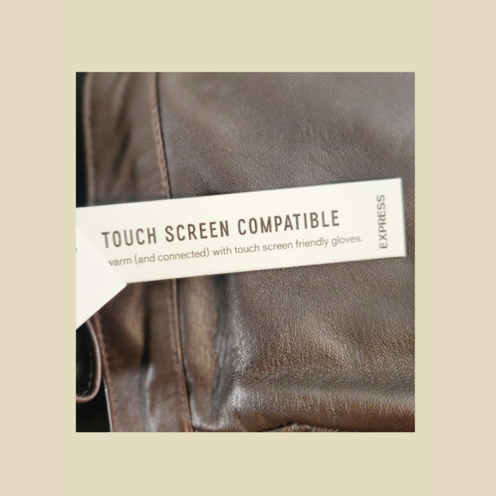 EXPRESS MENS BROWN LEATHER TOUCH SCREEN COMPATIBLE GLOVES BNWT - Picture 6 of 6